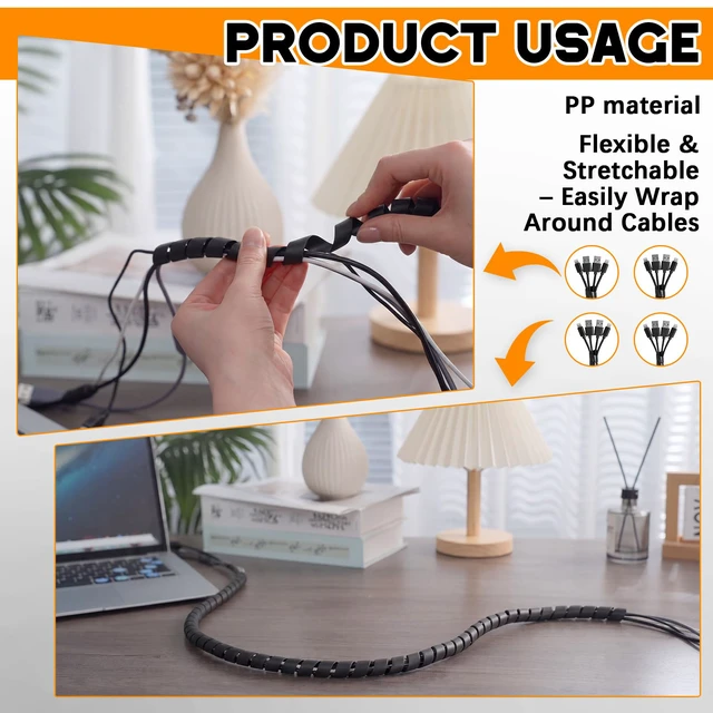 Alt view image 4 of 7 - 3 Pcs Spiral Wrap Cable Protector, Safe 1/4"+ 3/4"+1/2" Od x 100 FT Pre Cut Lengths Hydraulic Hose Protector Wrap to Avoid Wear and Extend Life for Hydraulic Pneumatic Hoses (Black)