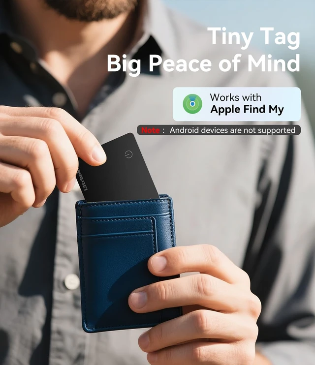 Alt view image 3 of 6 - Air Tag Wallet Tracker Cards 6 Pack with 1 Wireless Charger, Rechargeable Bluetooth Trackers for Wallets, Works with Apple Find My, IP68 Waterproof, MFi Certified, iOS Only