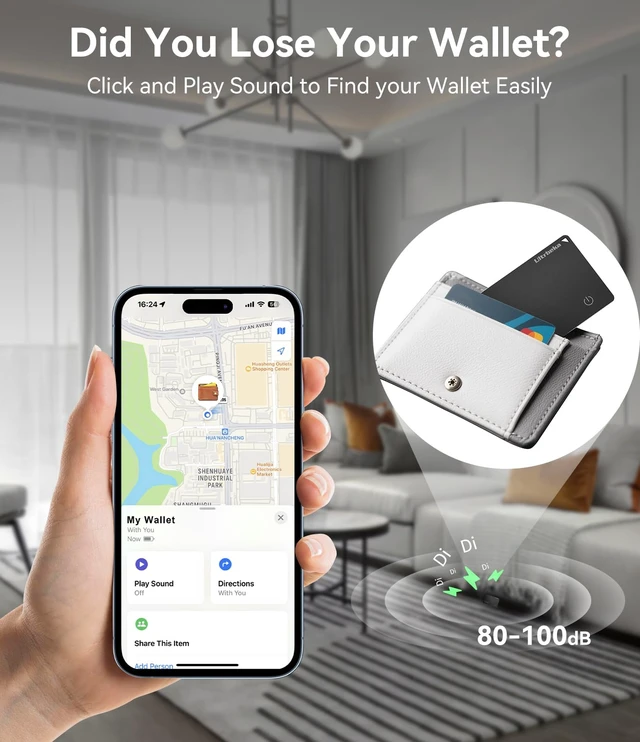 Alt view image 4 of 6 - Air Tag Wallet Tracker Cards 6 Pack with 1 Wireless Charger, Rechargeable Bluetooth Trackers for Wallets, Works with Apple Find My, IP68 Waterproof, MFi Certified, iOS Only