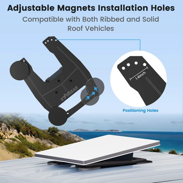 Alt view image 4 of 7 - for Starlink Mini Mount, 200lb Adjustable Starlink Magnetic Mount Heavy Duty Aluminum with Adjustable Magnets Installation Holes, Lockable Starlink Mini Roof Mount for RV Car Boat Truck