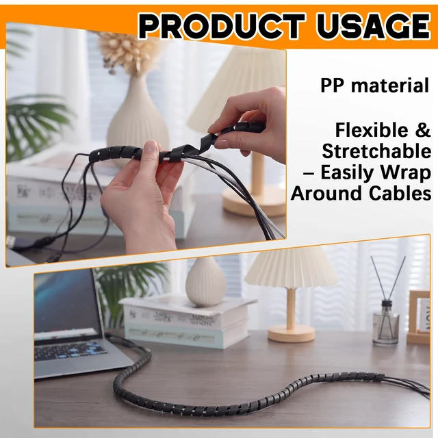 Alt view image 4 of 7 - 3 Pcs Spiral Wrap Cable Protector, Safe 1/4"+1/2"+3/8" Od x 100 FT Pre Cut Lengths Hydraulic Hose Protector Wrap to Avoid Wear and Extend Life for Hydraulic Pneumatic Hoses (Black)