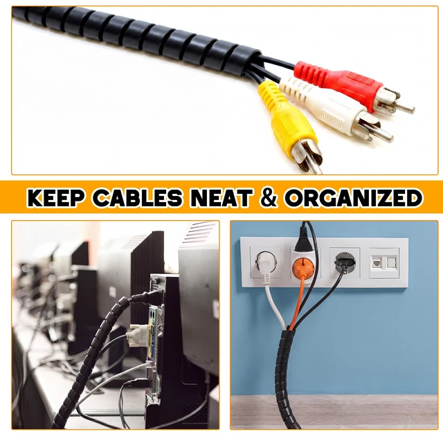 Alt view image 6 of 7 - 3 Pcs Spiral Wrap Cable Protector, Safe 1/4"+1/2"+3/8" Od x 100 FT Pre Cut Lengths Hydraulic Hose Protector Wrap to Avoid Wear and Extend Life for Hydraulic Pneumatic Hoses (Black)