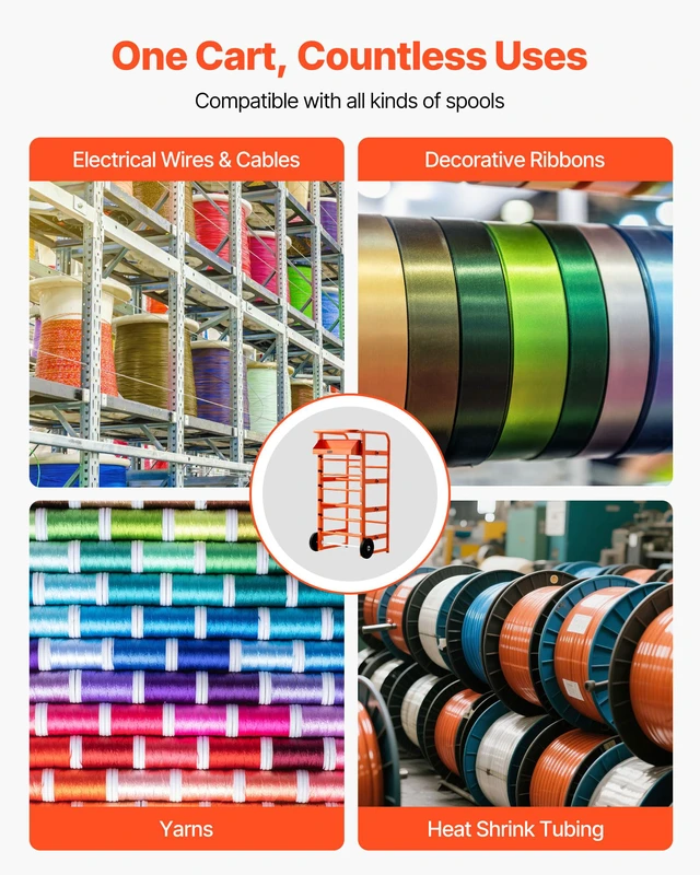 Alt view image 6 of 7 - Wire Spool Rack, 11 Rods, Multi-Spool Wire Rack Dispenser, Cable Caddy with Wheels, Cable Holder with Storage Tray for Wiring Storage, for Electrical, Industrial & Retail Use, Working Efficiency