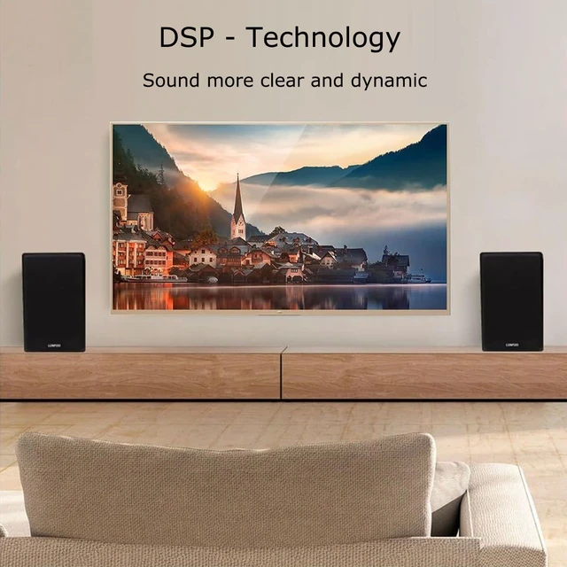 Alt view image 5 of 7 - 60W Active Bookshelf Speakers, Stereo Home Speaker with 1" Silk Dome Tweeter & 4" Aramid Woofer, Multi Input Bluetooth/Optical/RCA/AUX, Compatible with Turntable, Desktop PC (Black)