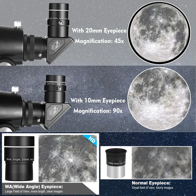 Alt view image 4 of 6 - Telescope for Adults High Powered, Travel Telescopes for Adults Astronomy Beginners Gifts, 80mm Aperture 900 Refractor Telescope with AZ Mount, Carry Bag, Phone Mount