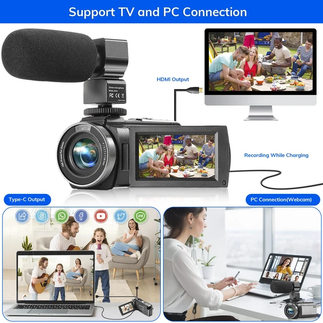 Alt view image 3 of 7 - Camcorder FHD 1080P Video Camera for YouTube with 30FPS 36MP 3.0 Inch 270 Degree Rotation LCD, 16X Digital Zoom Vlogging Camera for Beginners with 2 Batteries Microphone, Remote, Stabilizer, Lens Hood