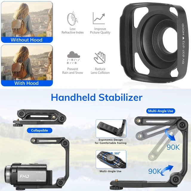 Alt view image 6 of 7 - Camcorder FHD 1080P Video Camera for YouTube with 30FPS 36MP 3.0 Inch 270 Degree Rotation LCD, 16X Digital Zoom Vlogging Camera for Beginners with 2 Batteries Microphone, Remote, Stabilizer, Lens Hood