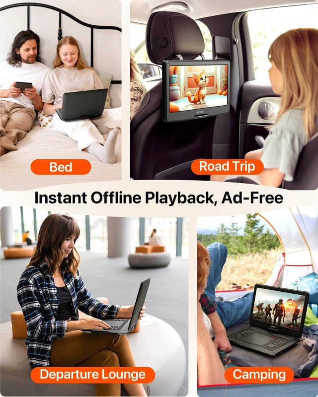 Alt view image 6 of 7 - 18 Portable DVD Player with 15.6-inch 1080P Swivel Screen, HDMI Input, Large Matte Monitor Protect Eyes, 4-Hour Battery Life, Region Free, Support Multi-Disc, Type-C, USB&SD Card for Road Trip