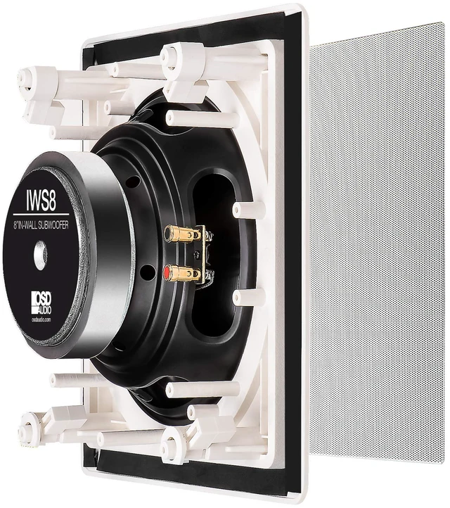 Alt view image 4 of 7 - 8" in Wall Subwoofer 150W Easy Install, Paintable Grill IWS8