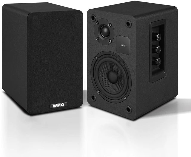 Main image of Powered Bookshelf Speaker Pair,60W Home Stereo Speakers with BT,AUX & Type-C Input, 5.5" Carbon Fiber Woofer & 1" Tweeter, Compatible with Turntable, Record Player, Desktop PC and Monitor (Black)
