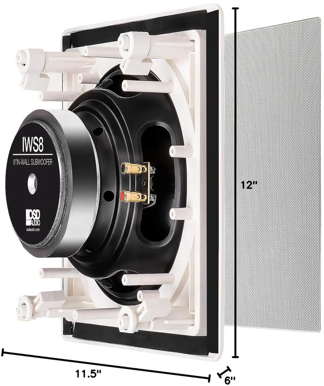 Alt view image 7 of 7 - 8" in Wall Subwoofer 150W Easy Install, Paintable Grill IWS8