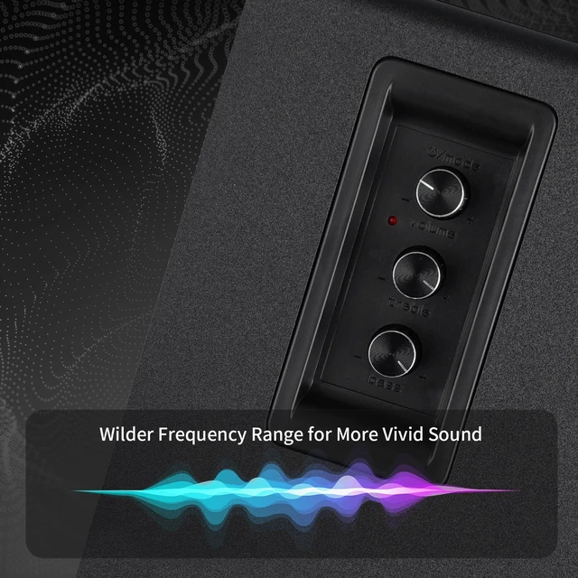 Alt view image 4 of 7 - Powered Bookshelf Speaker Pair,60W Home Stereo Speakers with BT,AUX & Type-C Input, 5.5" Carbon Fiber Woofer & 1" Tweeter, Compatible with Turntable, Record Player, Desktop PC and Monitor (Black)