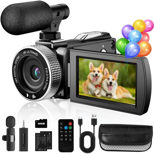 Main image of 4K UHD Video Camera Camcorder 60FPS, 48MP YouTube Vlogging Camera with Wireless Lavalier Microphone, 18X Digital Zoom, 3" 270° Rotatable IPS Screen for Travel & Outdoor Parties