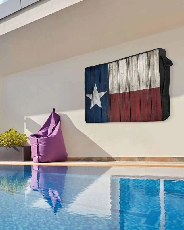 Alt view image 5 of 6 - Outdoor TV Cover - Vintage Wood Texas Flag Waterproof and Weatherproof 70"-75" LCD Movable Shield TV Display Screen Protector Outside Television Covers