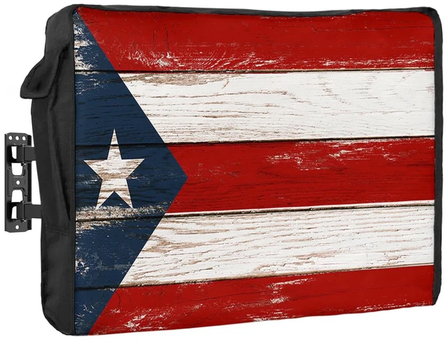 Main image of Outdoor TV Cover - Puerto Rico Flag Patriot Vintage Wooden Board Text Waterproof and Weatherproof 70"-75" LCD Movable Shield TV Display Screen Protector Outside Television Covers