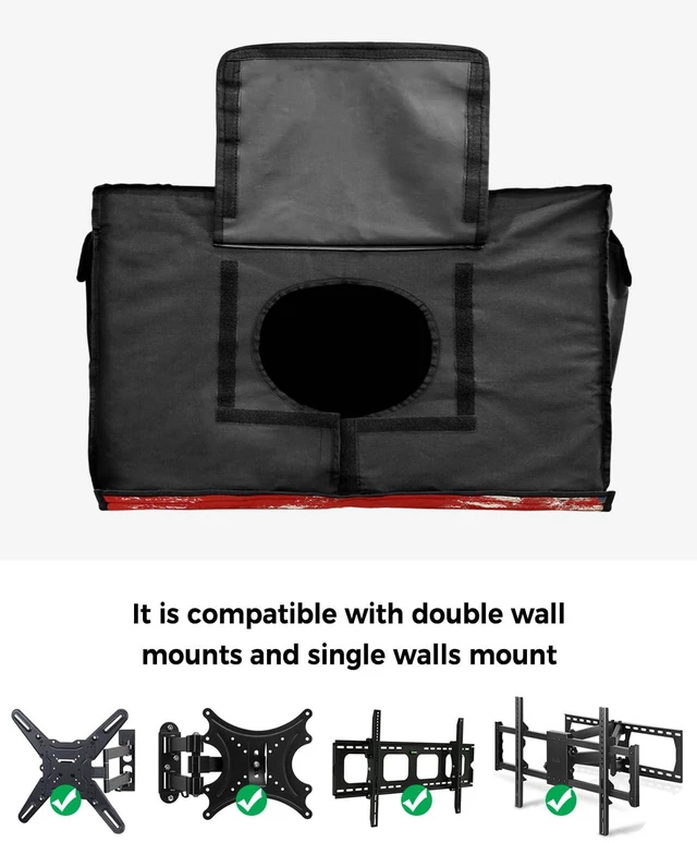 Alt view image 4 of 6 - Outdoor TV Cover - Puerto Rico Flag Patriot Vintage Wooden Board Text Waterproof and Weatherproof 70"-75" LCD Movable Shield TV Display Screen Protector Outside Television Covers
