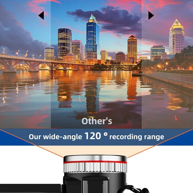 Alt view image 4 of 7 - Video Camera, Camcorder 4K, 64MP 60FPS Dual Lens Camera with Wireless Mic for Vlogging YouTube, Ultra HD 3 Inch Screen 21X Digital Zoom, Video Recorder Camera with 64GB SD Card