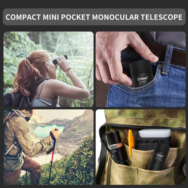 Alt view image 4 of 7 - 10x25 Monocular Telescope, Compact Mini Pocket Size Waterproof Fogproof for Bird Watching Hiking Camping, Black