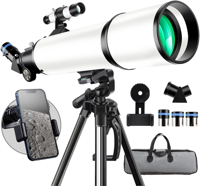 Main image of Telescope, Telescope for Adults High Powered, 80mm Aperture 600mm FL with Metal AZ and Phone Holder and Portable Bag,Aperture 80mm