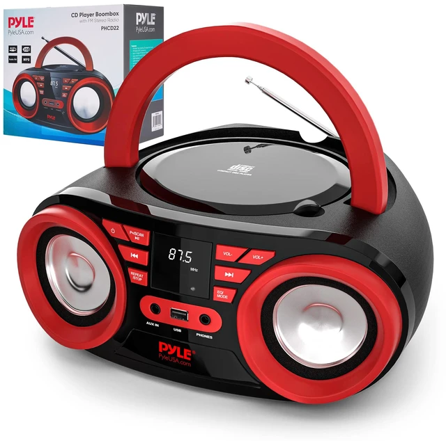 Main image of CD Player Portable, CD Players for Home, Portable CD Player, 50W Max Power, Bluetooth, USB, AUX, AM/FM Radio, Top-Loading, Includes AC/DC Power Cord, LED Display, 3+ Hr Battery Life