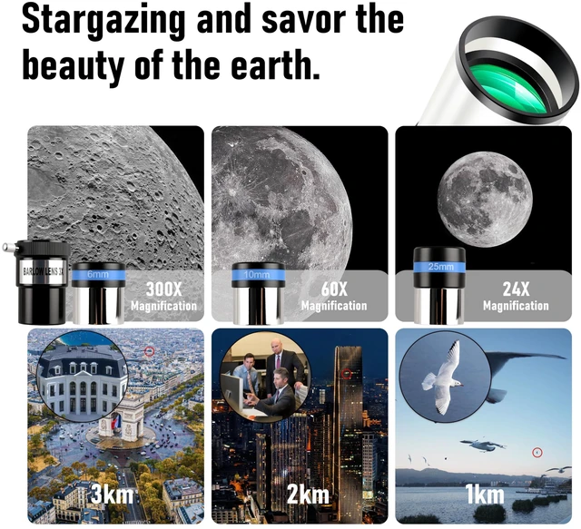 Alt view image 4 of 6 - Telescope, Telescope for Adults High Powered, 80mm Aperture 600mm FL with Metal AZ and Phone Holder and Portable Bag,Aperture 80mm