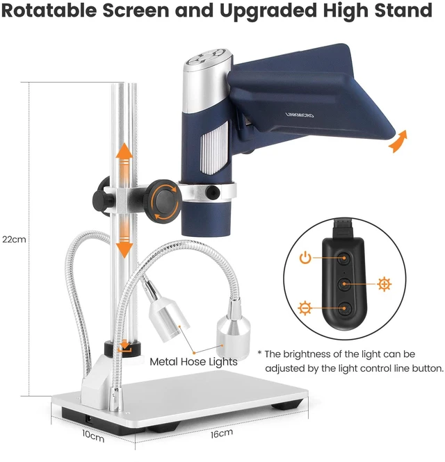 Alt view image 5 of 6 - LM203S 4" HDMI Digital Microscope, Portable Coin Microscope Full View of Coins, 800X Handheld Coin Magnifier Magnifying with Light, Wireless USB Microscope with Metal Stand, 5pcs Microscope Slides