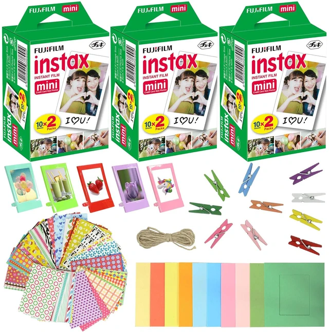 Main image of Instax Mini Instant Film & Plastic Desk Frames + 10 Paper Frames Plus 60 Sticker Frames (60 Sheets)