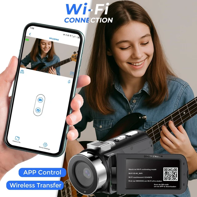 Alt view image 3 of 7 - 4K Video Camera Camcorder Ultra HD 64MP Vlogging Camera for YouTube 28X Digital Zoom 270° Rotation Screen 3.0" Vlog Camera with Night Vision Video Recorder with WiFi Connection