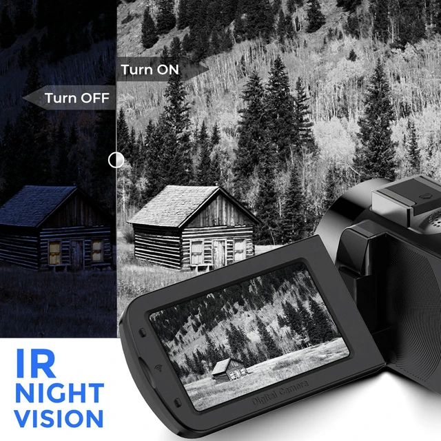 Alt view image 4 of 7 - 4K Video Camera Camcorder Ultra HD 64MP Vlogging Camera for YouTube 28X Digital Zoom 270° Rotation Screen 3.0" Vlog Camera with Night Vision Video Recorder with WiFi Connection
