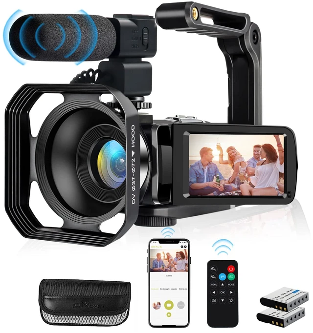 Main image of 4K Video Camera, Camcorder 48MP Ultra HD WiFi Vlogging Camera for YouTube 18X Zoom 3.0" Touch Screen Digital Camera with Microphone, Stabilizer, Lens Hood, Remote, 2 Batteries
