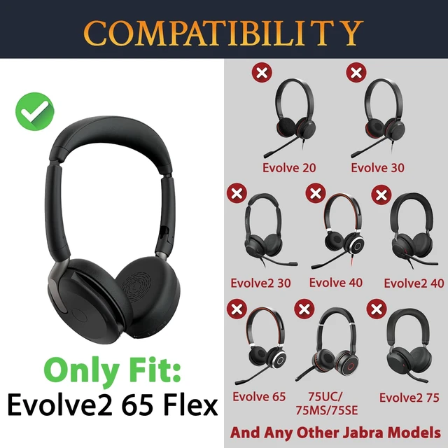 Alt view image 2 of 7 - Earpads for Jabra Evolve2 65 Flex - Black