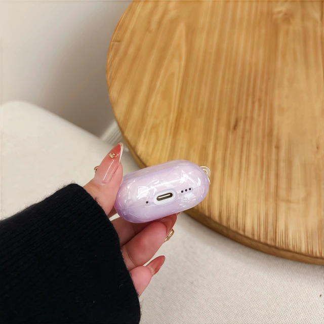Alt view image 5 of 5 - for Cute Glitter Airpod 4 Case - Bling Shell Pattern Design Soft TPU Protective Cover with Shell Pearl Keychain Compatible with Airpods 4th Generation 2024 Released, Purple