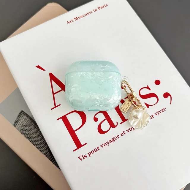Alt view image 3 of 7 - for Cute Glitter Airpod 4 Case - Bling Shell Design Hard TPU Protective Cover with Shell Pearl Keychain Compatible with Airpods 4th Generation 2024 Released, Blue