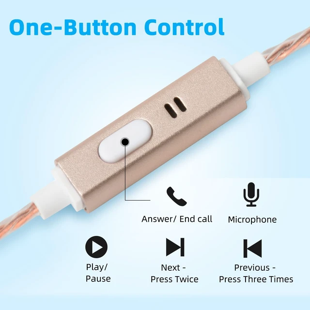 Alt view image 6 of 7 - Air Tube Headphones Air Tube Earbuds for Protection Airtube Headset with Microphone in Ear Earphones Wired Compatible with 3.5mm Jack for Safe and Healthy Listening - Gold