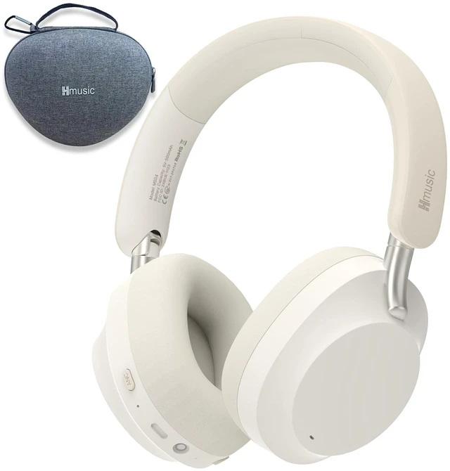 Main image of MS04 Bluetooth Headphones Active Noise Cancelling Over Ear Headphone 4-Mic Hybrid -40dB ANC Bluetooth Headset, 2-ENC Mic, 80H Playtime, 3.5mm Aux Cable Travel Case Foldable Wireless Headphones