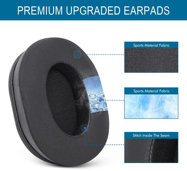 Alt view image 3 of 7 - Cooling Gel Ear Pads for Razer BlackShark V2 / V2 PRO Headset - Black Replacement Ear Cushions with ICE Silk Fabric Softer Memory Foam Noise Canceling, Easy Installation