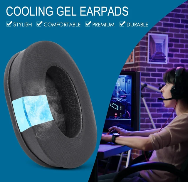 Alt view image 4 of 7 - Cooling Gel Ear Pads for Razer BlackShark V2 / V2 PRO Headset - Black Replacement Ear Cushions with ICE Silk Fabric Softer Memory Foam Noise Canceling, Easy Installation