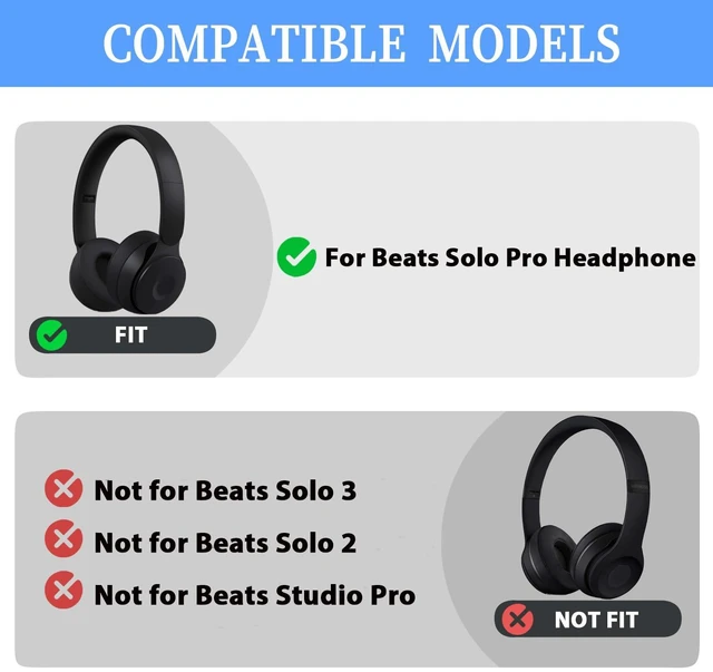 Alt view image 2 of 7 - Solo Pro Replacement Earpads for Beats Solo Pro Headphones(Black) Protein Leather Ear Pads,Noise Isolation Memory Foam Ear Cushion,Durable,Anti-Sweat,Soft and Comfortable