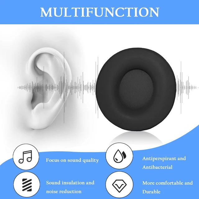 Alt view image 4 of 7 - Solo Pro Replacement Earpads for Beats Solo Pro Headphones(Black) Protein Leather Ear Pads,Noise Isolation Memory Foam Ear Cushion,Durable,Anti-Sweat,Soft and Comfortable