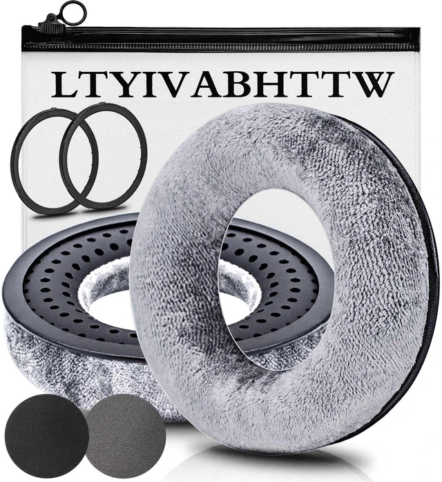 Main image of Earpads Compatible with DT 770 Pro, DT 880 Pro, DT 990 Pro, DT 1770 Pro, MMX 300, DT 1990 Pro, DT 177X, T 90 Headphones (Silver Grey Velour)
