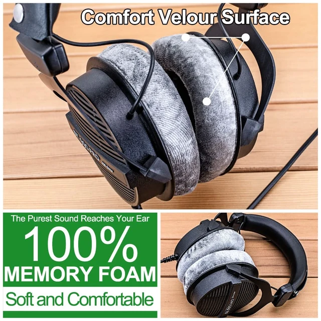 Alt view image 4 of 7 - Earpads Compatible with DT 770 Pro, DT 880 Pro, DT 990 Pro, DT 1770 Pro, MMX 300, DT 1990 Pro, DT 177X, T 90 Headphones (Silver Grey Velour)