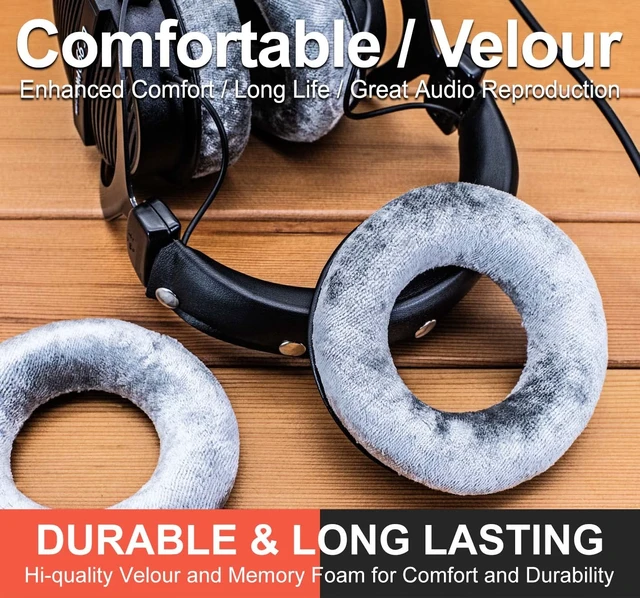 Alt view image 5 of 7 - Earpads Compatible with DT 770 Pro, DT 880 Pro, DT 990 Pro, DT 1770 Pro, MMX 300, DT 1990 Pro, DT 177X, T 90 Headphones (Silver Grey Velour)