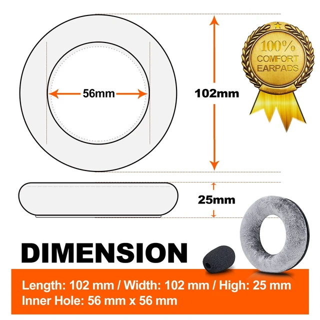 Alt view image 7 of 7 - Earpads Compatible with DT 770 Pro, DT 880 Pro, DT 990 Pro, DT 1770 Pro, MMX 300, DT 1990 Pro, DT 177X, T 90 Headphones (Silver Grey Velour)