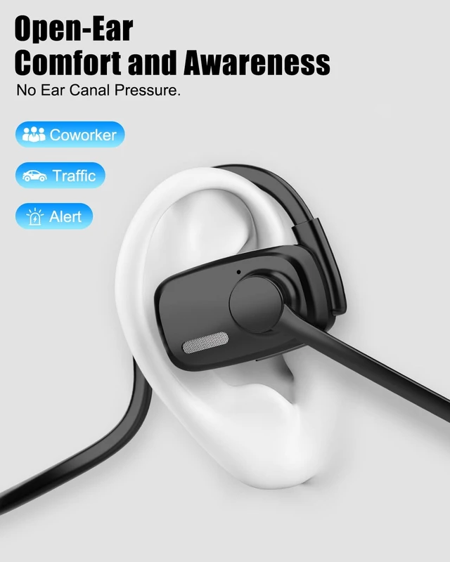 Alt view image 4 of 7 - Open Ear Bluetooth Headset with Mic for Truckers Work Calls Running ENC noise cancelling mic, 21g lightweight fit, up to 12H music time, 15.4mm drivers, dual device pairing and mute button