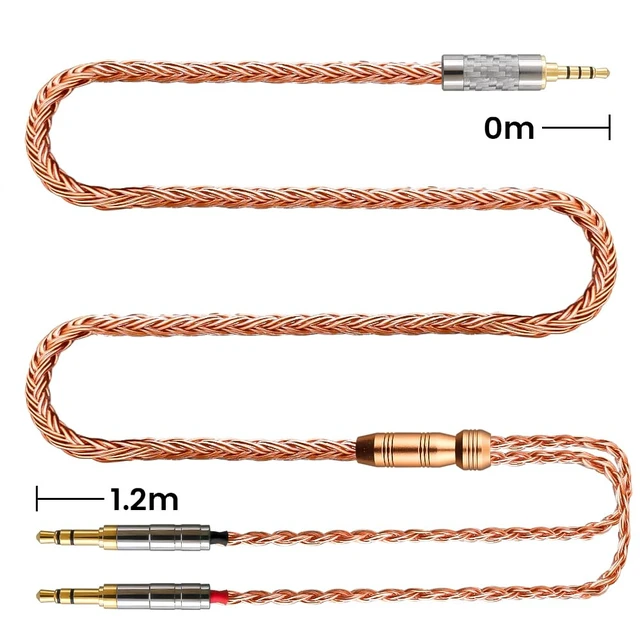 Alt view image 2 of 6 - XIUSHAOT Replacement Cable for Hifiman SUNDARA Ananda,Upgrade Cable for Hifiman HE4XX/HE-400i/HE560/HE-350/HE1000 Headphone 2.5mm/3.5mm/4.4mm to Dual 3.5mm (Copper, 2.5mm)