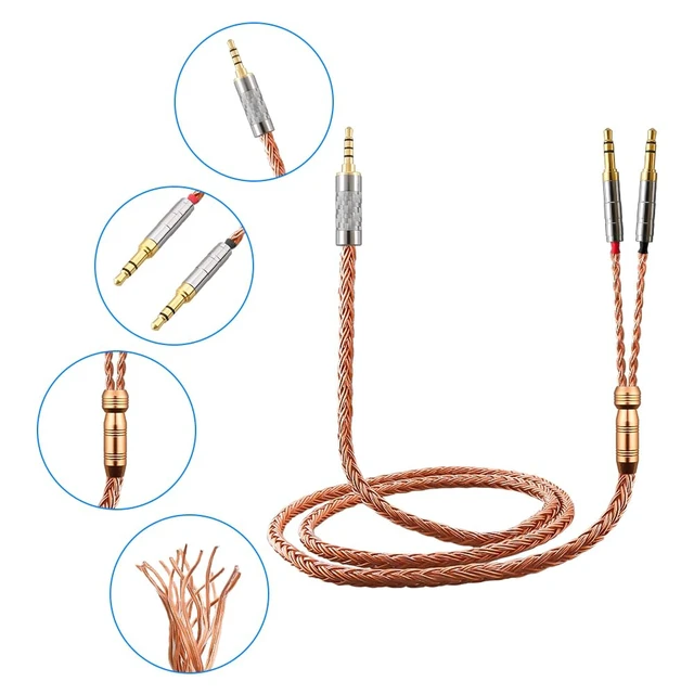 Alt view image 6 of 6 - XIUSHAOT Replacement Cable for Hifiman SUNDARA Ananda,Upgrade Cable for Hifiman HE4XX/HE-400i/HE560/HE-350/HE1000 Headphone 2.5mm/3.5mm/4.4mm to Dual 3.5mm (Copper, 2.5mm)