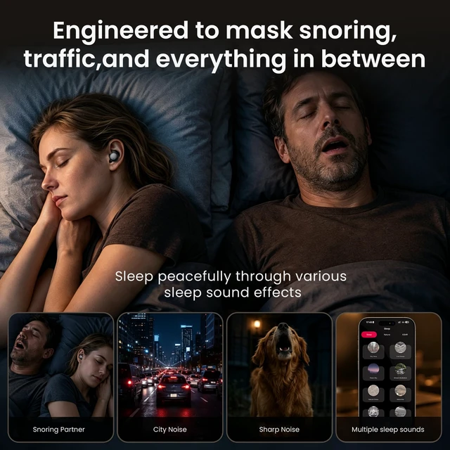 Alt view image 2 of 7 - NE90 Sleep Earbuds with Smart Touch Screen Case 3g Ultra-Small, Bluetooth 6.0 Wireless Earbuds, White Noise APP, ENC Noise Cancelling, 5 EQ Modes, 165+ Languages Real-Time AI Translation