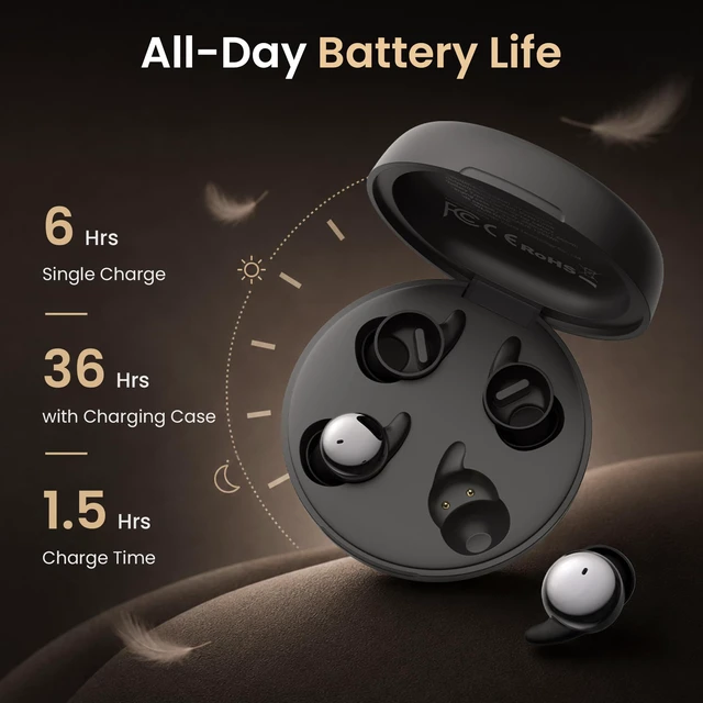 Alt view image 6 of 7 - NE90 Sleep Earbuds with Smart Touch Screen Case 3g Ultra-Small, Bluetooth 6.0 Wireless Earbuds, White Noise APP, ENC Noise Cancelling, 5 EQ Modes, 165+ Languages Real-Time AI Translation