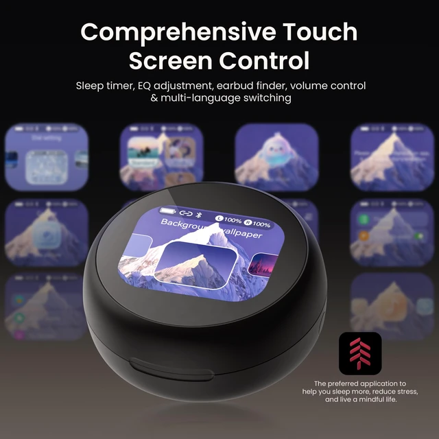 Alt view image 7 of 7 - NE90 Sleep Earbuds with Smart Touch Screen Case 3g Ultra-Small, Bluetooth 6.0 Wireless Earbuds, White Noise APP, ENC Noise Cancelling, 5 EQ Modes, 165+ Languages Real-Time AI Translation