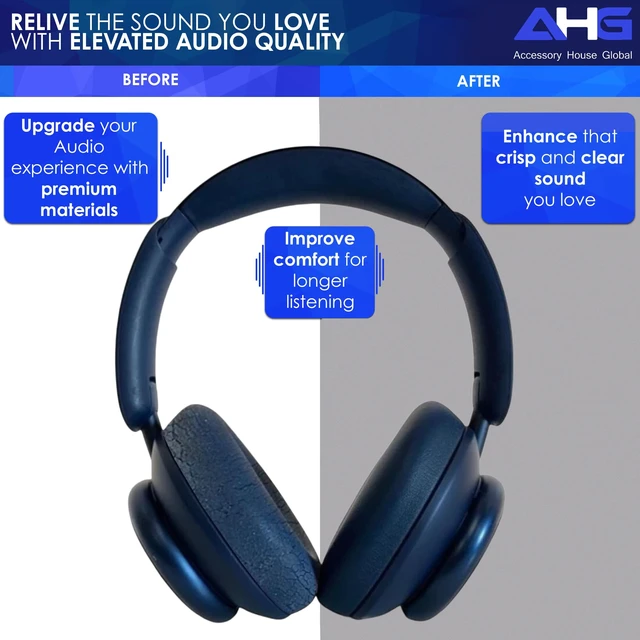Alt view image 4 of 7 - Premium Replacement Sound core Space q45 Headphones Ear Pads/Space Q45 Ear Cushions Compatible with Anker Soundcore Space Q45 Headphones (Blue). Premium Protein Leather High-Density Foam